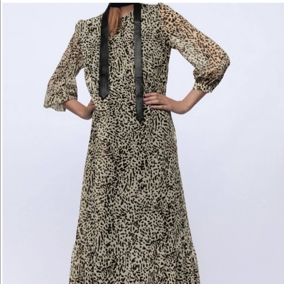 Zara Dresses & Skirts - NEW Zara leopard print long sleeve maxi dress
